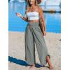 imageCUPSHE Women Pants Smocked Waist Straight Leg Ruffle Cuffs Loose Fit Pant Casual BeachGrey