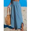 imageCUPSHE Women Pants Smocked Waist Straight Leg Ruffle Cuffs Loose Fit Pant Casual BeachLight Blue