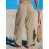 imageCUPSHE Women Pants Smocked Waist Straight Leg Ruffle Cuffs Loose Fit Pant Casual BeachLight Brown