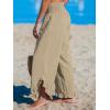imageCUPSHE Women Pants Smocked Waist Straight Leg Ruffle Cuffs Loose Fit Pant Casual BeachLight Brown
