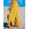 imageCUPSHE Women Pants Smocked Waist Straight Leg Ruffle Cuffs Loose Fit Pant Casual BeachYellow