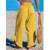 imageCUPSHE Women Pants Smocked Waist Straight Leg Ruffle Cuffs Loose Fit Pant Casual BeachYellow