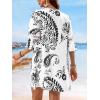 imageCUPSHE Women V Neck Lace Trim Mini Summer Dress Cover Up 34 Sleeve Ruffled Cuff Casual Sundress Beach Dresses Cover UpsBlack