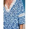 imageCUPSHE Women V Neck Lace Trim Mini Summer Dress Cover Up 34 Sleeve Ruffled Cuff Casual Sundress Beach Dresses Cover UpsBlue Paisley