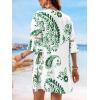 imageCUPSHE Women V Neck Lace Trim Mini Summer Dress Cover Up 34 Sleeve Ruffled Cuff Casual Sundress Beach Dresses Cover UpsGreen