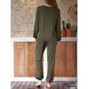 imageCUPSHE Womens 2 Piece Outfits Lounge Sets Long Sleeve Tops Drawstring Jogger Pants Spring Travel Pants SetsGreen