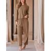 imageCUPSHE Womens 2 Piece Outfits Lounge Sets Long Sleeve Tops Drawstring Jogger Pants Spring Travel Pants SetsKhaki