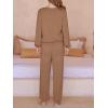 imageCUPSHE Womens 2 Piece Outfits Lounge Sets Long Sleeve Tops Drawstring Jogger Pants Spring Travel Pants SetsKhaki