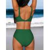 imageCUPSHE Womens Bikini Sets High Waisted Swimsuit Underwire Adjustable Straps Ruched Full Coverage BottomAlpine Green