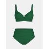 imageCUPSHE Womens Bikini Sets High Waisted Swimsuit Underwire Adjustable Straps Ruched Full Coverage BottomAlpine Green