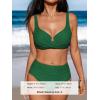 imageCUPSHE Womens Bikini Sets High Waisted Swimsuit Underwire Adjustable Straps Ruched Full Coverage BottomAlpine Green