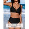 imageCUPSHE Womens Bikini Sets High Waisted Swimsuit Underwire Adjustable Straps Ruched Full Coverage BottomBlack