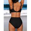 imageCUPSHE Womens Bikini Sets High Waisted Swimsuit Underwire Adjustable Straps Ruched Full Coverage BottomBlack
