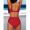 imageCUPSHE Womens Bikini Sets High Waisted Swimsuit Underwire Adjustable Straps Ruched Full Coverage BottomSolid Red