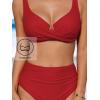 imageCUPSHE Womens Bikini Sets High Waisted Swimsuit Underwire Adjustable Straps Ruched Full Coverage BottomSolid Red