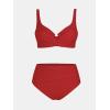imageCUPSHE Womens Bikini Sets High Waisted Swimsuit Underwire Adjustable Straps Ruched Full Coverage BottomSolid Red