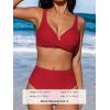 imageCUPSHE Womens Bikini Sets High Waisted Swimsuit Underwire Adjustable Straps Ruched Full Coverage BottomSolid Red