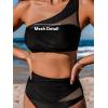 imageCUPSHE Womens Bikini Sets One Shoulder Two Piece Swimsuit High Waisted Asymmetrical Neck Ruched Cutout MeshBlack