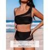 imageCUPSHE Womens Bikini Sets One Shoulder Two Piece Swimsuit High Waisted Asymmetrical Neck Ruched Cutout MeshBlack