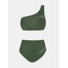 imageCUPSHE Womens Bikini Sets One Shoulder Two Piece Swimsuit High Waisted Asymmetrical Neck Ruched Cutout MeshMoss Green