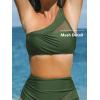 imageCUPSHE Womens Bikini Sets One Shoulder Two Piece Swimsuit High Waisted Asymmetrical Neck Ruched Cutout MeshMoss Green