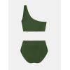 imageCUPSHE Womens Bikini Sets One Shoulder Two Piece Swimsuit High Waisted Asymmetrical Neck Ruched Cutout MeshMoss Green