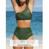 imageCUPSHE Womens Bikini Sets One Shoulder Two Piece Swimsuit High Waisted Asymmetrical Neck Ruched Cutout MeshMoss Green