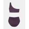 imageCUPSHE Womens Bikini Sets One Shoulder Two Piece Swimsuit High Waisted Asymmetrical Neck Ruched Cutout MeshPlum Purple