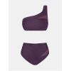 imageCUPSHE Womens Bikini Sets One Shoulder Two Piece Swimsuit High Waisted Asymmetrical Neck Ruched Cutout MeshPlum Purple