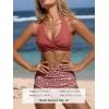 imageCUPSHE Womens Bikini Sets Two Piece Bathing Suit High Waisted V Neck Halter Front Twist Back Hook TexturedBrick RedFloral