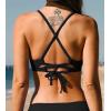 imageCUPSHE Womens Bikini Top V Neck Triangle Top Crisscross Back Self Tie Spaghetti StrapsBlack