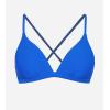 imageCUPSHE Womens Bikini Top V Neck Triangle Top Crisscross Back Self Tie Spaghetti StrapsCobalt Blue