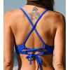 imageCUPSHE Womens Bikini Top V Neck Triangle Top Crisscross Back Self Tie Spaghetti StrapsCobalt Blue