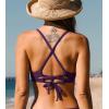 imageCUPSHE Womens Bikini Top V Neck Triangle Top Crisscross Back Self Tie Spaghetti StrapsGrape Purple