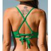 imageCUPSHE Womens Bikini Top V Neck Triangle Top Crisscross Back Self Tie Spaghetti StrapsLime Green