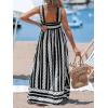 imageCUPSHE Womens Maxi Dress Ditsy Floral Smocked Summer Sundress Sleeveless Ruffled Spaghetti Straps Long Beach Formal DressBlack Geometric