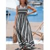 imageCUPSHE Womens Maxi Dress Ditsy Floral Smocked Summer Sundress Sleeveless Ruffled Spaghetti Straps Long Beach Formal DressBlack Geometric