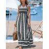 imageCUPSHE Womens Maxi Dress Ditsy Floral Smocked Summer Sundress Sleeveless Ruffled Spaghetti Straps Long Beach Formal DressBlack Geometric