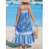 imageCUPSHE Womens Maxi Dress Ditsy Floral Smocked Summer Sundress Sleeveless Ruffled Spaghetti Straps Long Beach Formal DressBlue Floral