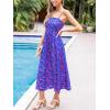 imageCUPSHE Womens Maxi Dress Ditsy Floral Smocked Summer Sundress Sleeveless Ruffled Spaghetti Straps Long Beach Formal DressBlue Paisley