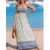 imageCUPSHE Womens Maxi Dress Ditsy Floral Smocked Summer Sundress Sleeveless Ruffled Spaghetti Straps Long Beach Formal DressBlue Printed