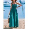imageCUPSHE Womens Maxi Dress Ditsy Floral Smocked Summer Sundress Sleeveless Ruffled Spaghetti Straps Long Beach Formal DressGreen