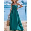 imageCUPSHE Womens Maxi Dress Ditsy Floral Smocked Summer Sundress Sleeveless Ruffled Spaghetti Straps Long Beach Formal DressGreen