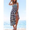 imageCUPSHE Womens Maxi Dress Ditsy Floral Smocked Summer Sundress Sleeveless Ruffled Spaghetti Straps Long Beach Formal DressNavy Pattern