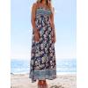 imageCUPSHE Womens Maxi Dress Ditsy Floral Smocked Summer Sundress Sleeveless Ruffled Spaghetti Straps Long Beach Formal DressNavy Pattern