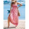 imageCUPSHE Womens Maxi Dress Ditsy Floral Smocked Summer Sundress Sleeveless Ruffled Spaghetti Straps Long Beach Formal DressPink Floral