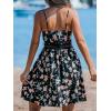 imageCUPSHE Womens Mini Dress V Neck Tropical Floral Beach Sleeveless Adjustable Straps Casual A Line Summer Vacation DressesBlack Floral