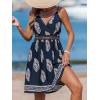 imageCUPSHE Womens Mini Dress V Neck Tropical Floral Beach Sleeveless Adjustable Straps Casual A Line Summer Vacation DressesNavy Paisley