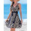 imageCUPSHE Womens Mini Dress V Neck Tropical Floral Beach Sleeveless Adjustable Straps Casual A Line Summer Vacation DressesNavy Pattern