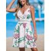 imageCUPSHE Womens Mini Dress V Neck Tropical Floral Beach Sleeveless Adjustable Straps Casual A Line Summer Vacation DressesWhite Floral